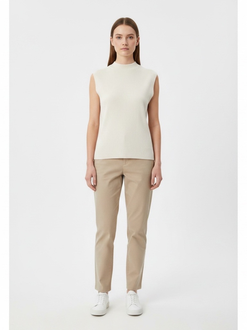 Designers Originals | Vintage cream ribbed mock neck sleeveless sweater …